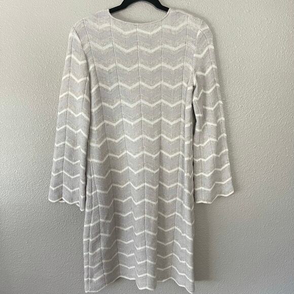 Amina Rubinacci Made In Italy Long Sleeve Wool Blend Chevron Sweater Dress 42 6 - Picture 3 of 7